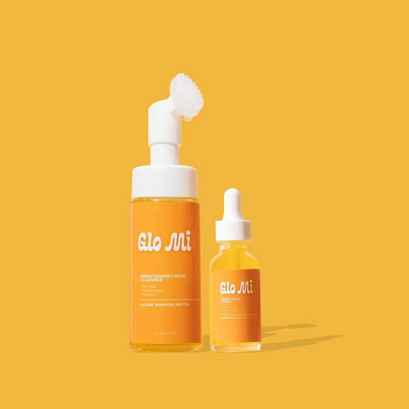Glo Skin Duo - Turmeric Kojic Acid Facial Cleanser + Turmeric Hyaluronic Acid Serum Kit Skincare - Specification: Default