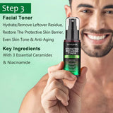 GOWLAVER All In One Men's Skin Care Set Facial Cleanser Toner Scrub Serum Moisturizer