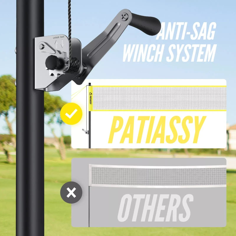 Patiassy 32ft 26ft 20ft Adjustable Volleyball Badminton Net Set with Poles 4 Rackets Ball