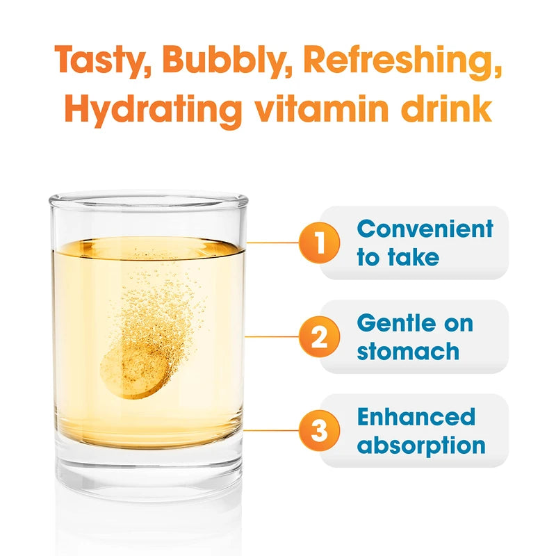 Nutrazul Immune Triple Action Effervescent Tablets - Vitamin C 1000 mg, Vitamin D 400 IU, Zinc 10mg I Orange 20's ( Pack of 3) I Gluten Free, Sugar Free, Lactose Free & Preservative Free I Maintains Immune Function, Healthy Bones, Cartilage, Teeth & Gums