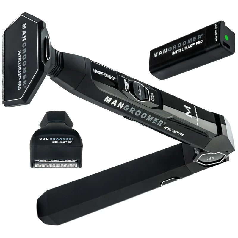 MANGROOMER - INTELLIMAX PRO - New Back Shaver with 2 Shock Absorber Flex Heads, Power Hinge, Extreme Reach Handle and Advanced 2.7" Extra-Wide Blade Design 2.0