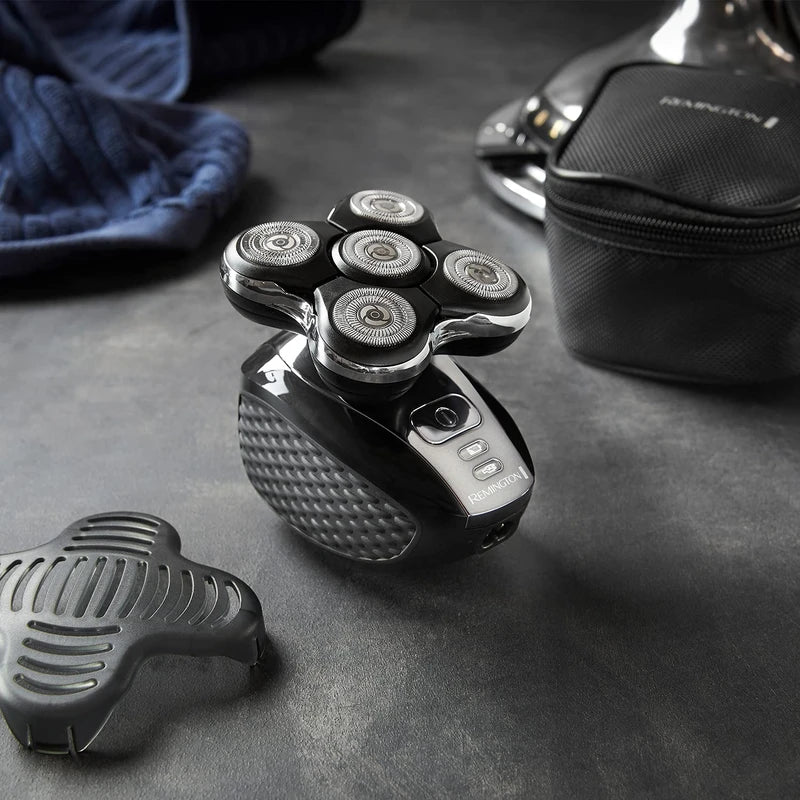 Remington RX5 Ultimate Head Shaver for Bald Men, Easy to Clean with Skin Close Results in Under 2 Minutes - XR1500 UK bathroom 2 pin plug, Black