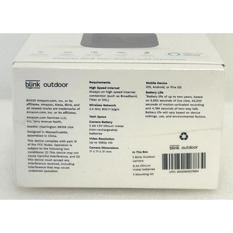 Blink Outdoor (3rd Generation) Add-On Security Camera BCM00400U, New/Sealed