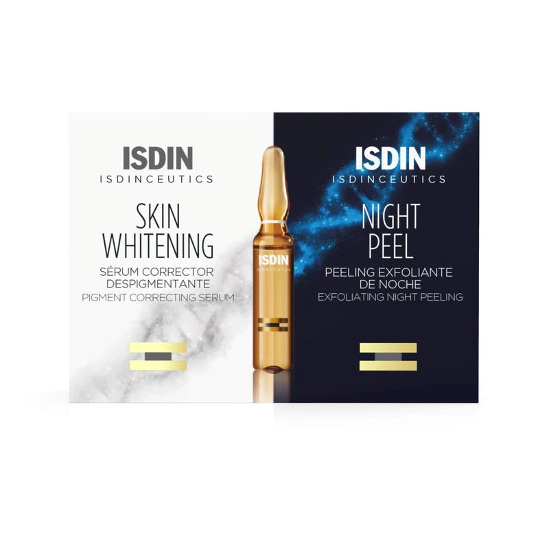 Isdinceutics Day&Night Rutina Antimanchas, Sérum Corrector Despigmentante de Día y Peeling Exfoliante de Noche, 10 ampolletas