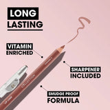Collection Cosmetics Long-Lasting Lip Liner Pencil with Sharpener, Caramel