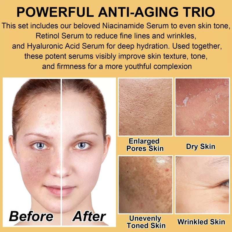 GOWLAVER Complete Skin Care Routine Kit Cleanser Toner Serums Face Cream Anti Aging