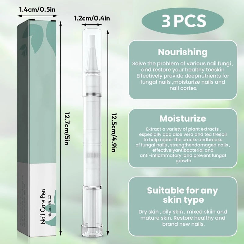 Nail Care Pen, Pack of 3 Nail Fungus Pen, Nail Care Pen, Health Routin Nail Care Pen, Nail Care Pen with Tea Tree Oil, Aloe Vera & Vitamin E, for Nourished Fingernails & Toenails