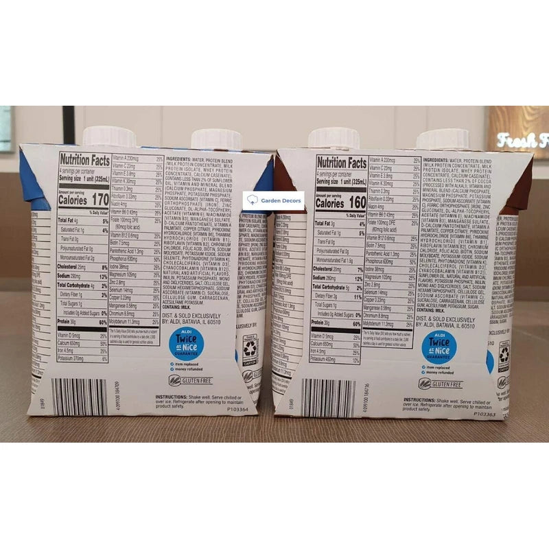 Elevation by Millville Elevation High Performance Protein Shake Vanilla and Chocolate 44fl oz 1.3L (8 Bottles/2 Packs)