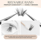 LASHVIEW Pack of 144 Cluster Lashes, DIY Cluster Eyelash Extensions, Mega Volume, Reusable, Individual Lashes, Cluster Volume Look, Super Thin Band & Soft (Volume, C-10-16 Mix)