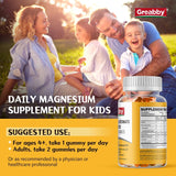 GREABBY Magnesium Glycinate Gummies for Kids & Adults - Magnesium Glycinate 300mg Chewable Supplement - Promotes Sleep, Muscle, Relaxation (60Count)
