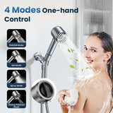 JOMST Filtered Shower Head with Handheld,High Pressure Shower Head 4 Spray Modes,Shower Head with ON/OFF Switch for Pets,Built-in Power Wash to Clean Tub,Shower Heads Combo with Stainless Steel Hose