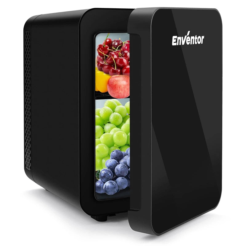Enventor Mini Refrigerator Skincare Fridge 4L Portable AC+DC Power Cooler & Warmer, for Bedroom, Car, Office, Skincare, Makeup, Cosmetics (Black)