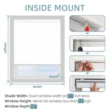 ChrisDowa Blackout Roller Shade Cordless Blinds for Indoor Windows Total Black Out Pull Down 34 Inch Blinds with Jacquard Fabric Thermal Insulated UV Protection for Home, Office (White, 34"W x 72"H)