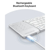 SODI Foldable Keyboard with Sensitive Touchpad, Portable Wireless Keyboard for iMac, Multi Devices, 2 in 1 Pocket-Sized Bi-Folding Portable Key-Board, Travel