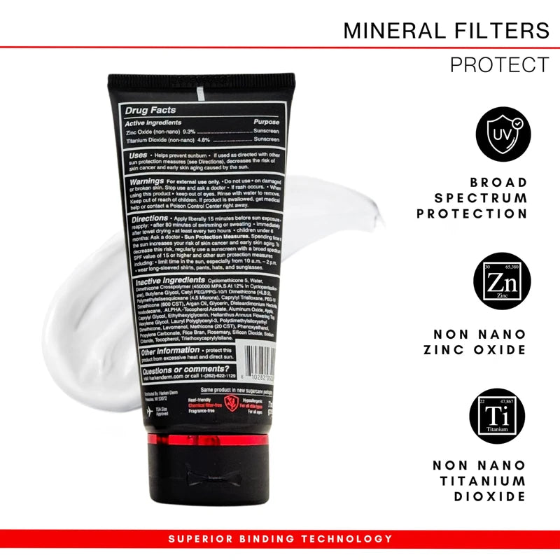 Harken Derm - Ultimate Shield Mineral Sunscreen with Antioxidants | SPF 50 | 80 Minute Water Resistant | Face and Body | Reef Safe | Botanical Antioxidant Complex | Broad Spectrum Protection