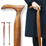 ispuoocti Wooden Walking Cane for Men and Women -Natural Solid Wood, 3 Rubber Tips, Heavy Duty, with Travel Bag- Wooden Walking Stick, Ergonomic Canes for Seniors Unisex Walking Canes