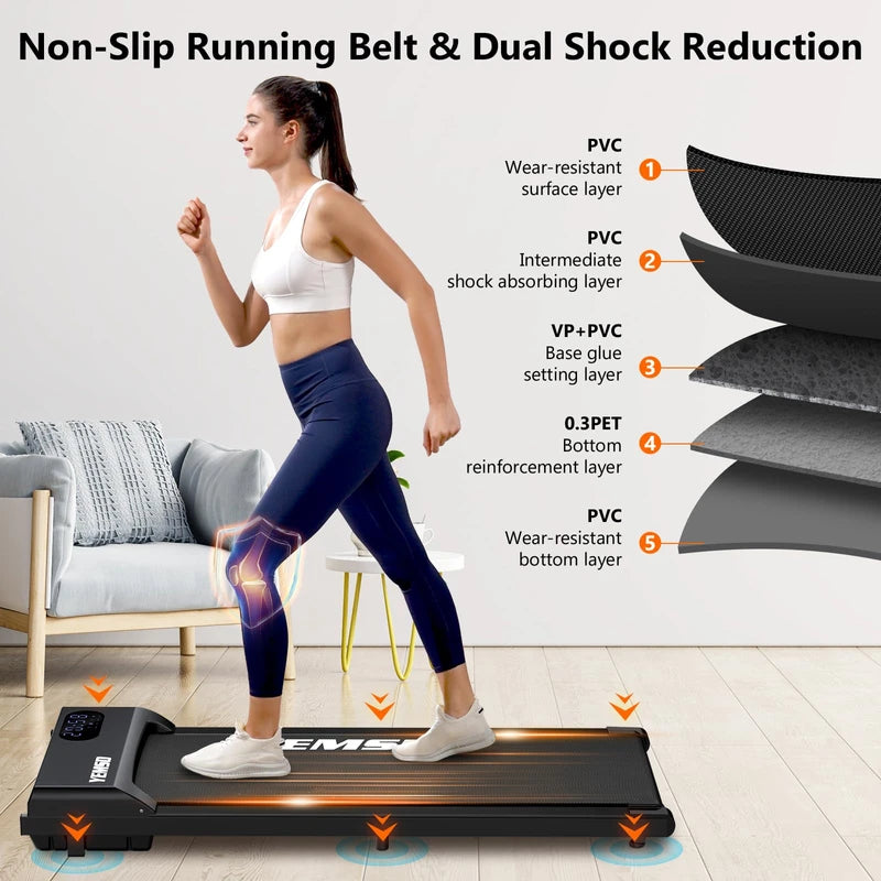 Walking Pad, Under Desk Treadmill for Home and Office, 330 Lbs Capacity, 3 in 1 Portable Treadmill with Remote Control, Classic Black