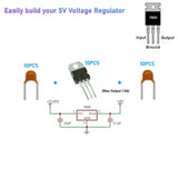 Electronic Voltage Regulator 10 Piece  L7805CV L7805 7805 Positive Voltage Regulator 5V 1.5A TO-220 IC  (KIT)