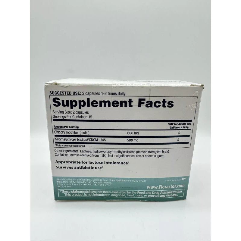 Florastor Select Gut Boost 2-in-1 Probiotic & Fiber Supplement, 30 Veggie Caps