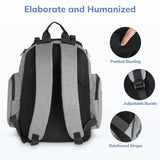 Mancro Diaper Bag Backpack, Large Multifunction Waterproof Travel Baby Changing Bag for Dad Mom with 4 Insulated Pockets and Stroller Straps, Maternity Baby Bag for Boys Girls, Grey
