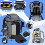 RESVIN Ski Boot Bag, 60L Durable Travel Backpack, 1680D Nylon Waterproof Snowboard Boot Bag, Skiing and Snowboarding Travel Luggage for Helmet, Goggles, Gloves, Outerwear & Accessories