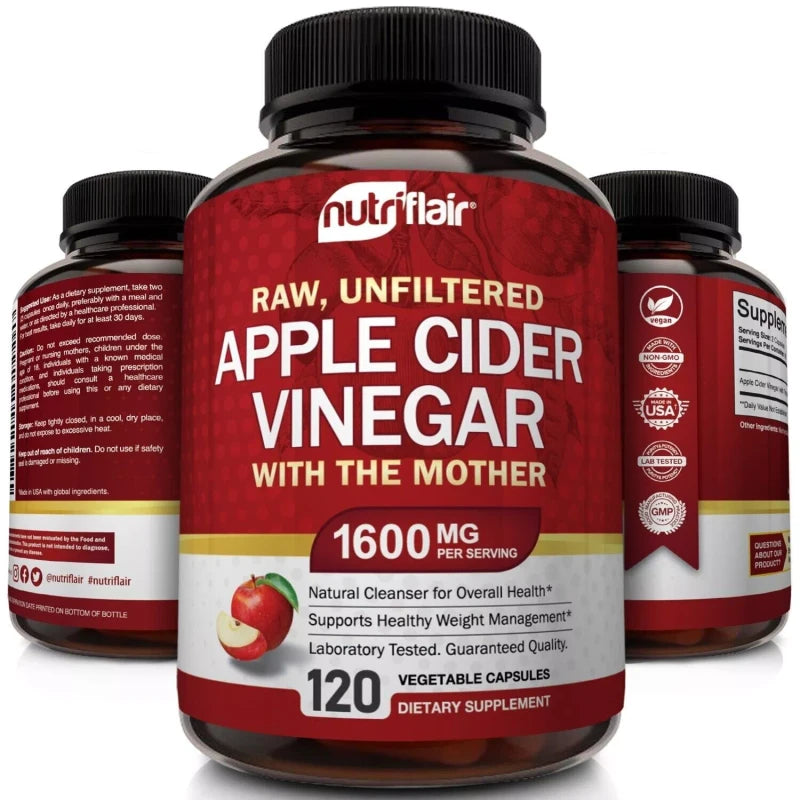 Apple Cider Vinegar Capsules - 1600mg with The Mother 120 Vegan Keto Pills | Apple Cider Vinegar