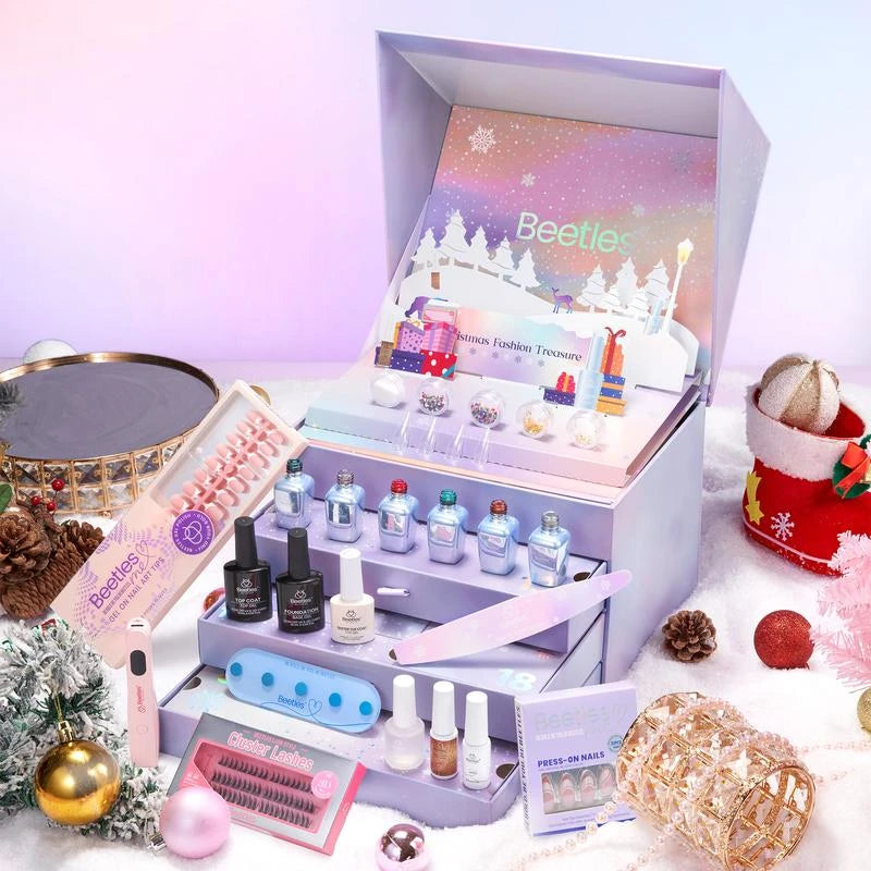 beetles 【Best Gift】Beetles 2024 Advent Calendar Gel Nail Polish Kit Christmas Best Gift Choice for Women and Girls - Color: 20 Colors Gemstone Party (Gift Box)