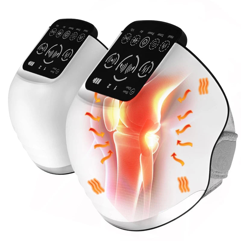 Knee Massager, Cordless Knee Massager with Heat and Vibration, Large LED Screen, Adjustable Temperature, Portable Massager for Knee Discomfort, Best Gift for Your Day/Mom/Friends etc (2Pack)