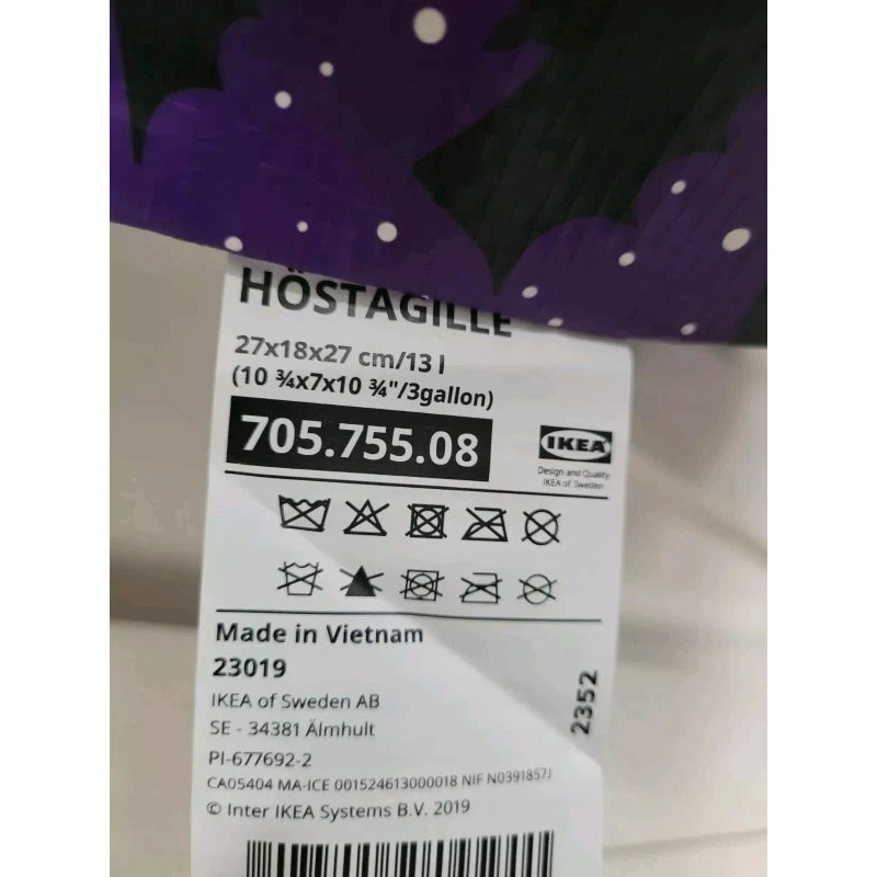 Ikea Hostagille Halloween 3 Gallon Tote Bag Purple Bats Halloween