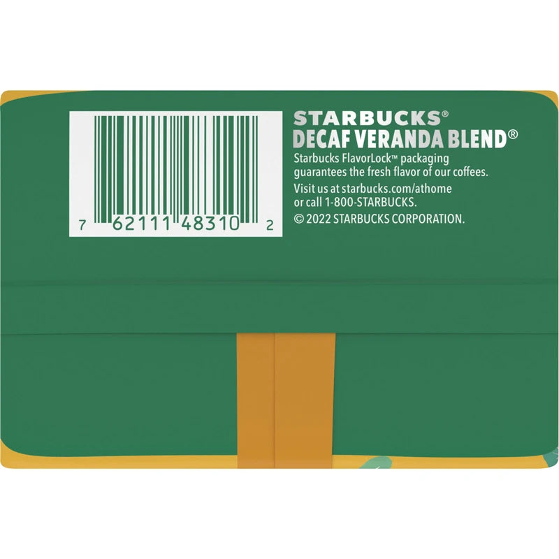 Starbucks Decaf Ground Coffee, Decaf Veranda Blend, Blonde Roast, Decaffeinated Ground Coffee, Lightly Roasted 100% Arabica Coffee, 12 Ounce (Pack of 2)