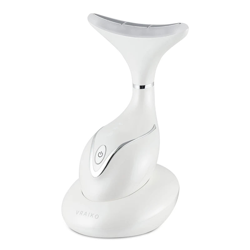 VRAIKO Iris Neck Face Massager, Pro Face Sculpting Tool with Charging Base, All-in-1 Facial Device for Skincare, Enhanced Absorption, and Home Facial Spa (Pearl White)