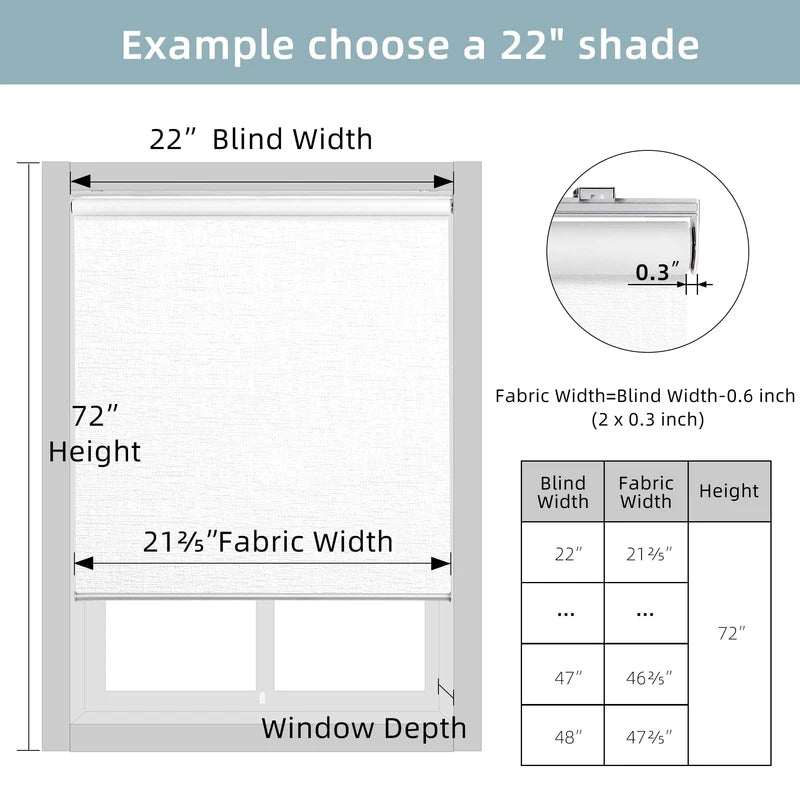 ChrisDowa Blackout Roller Shade Cordless Blinds for Indoor Windows Total Black Out Pull Down 34 Inch Blinds with Jacquard Fabric Thermal Insulated UV Protection for Home, Office (White, 34"W x 72"H)