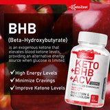 KetoZest Organic Keto ACV BHB Gummies - Apple Cider Vinegar with The Mother Supplement - Vitamin D3 Zinc Beetroot Pomegranate Chromium Beta Hydroxybutyrate - Vegan Sugar Gluten Free for Men Women