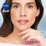 NIVEA Kit Anti-manchas Rutina Facial Completa Luminous 630 (4 piezas), Enriquecida con Ácido Hialurónico Serum facial + Fluido facial con Vitamina E y FPS50 + Contorno de Ojos Anti-ojeras + Crema de Noche Reparadora