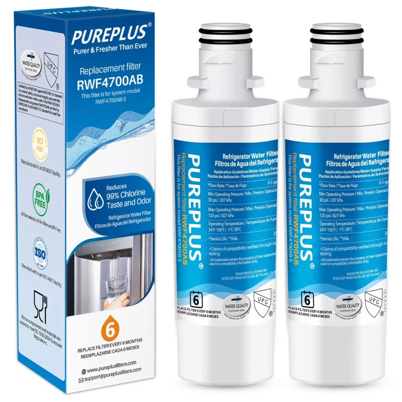 PUREPLUS RWF4700AB Fit for LG LT1000P MDJ64844601 ADQ74793501 LT1000PC, 2 PACK,
