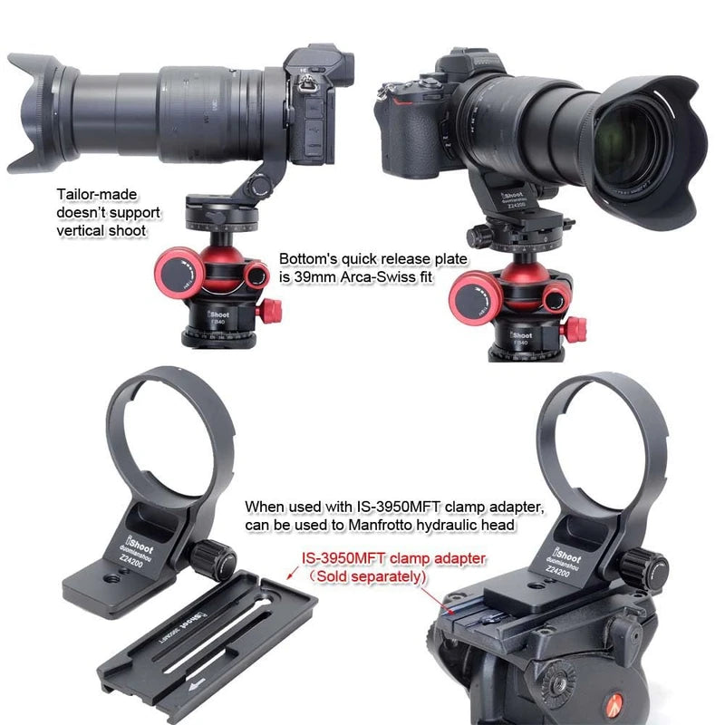 Lens Collar Tripod Mount Ring Compatible with Nikon Nikkor Z 70-180mm F2.8, Z 24-200mm f/4-6.3 VR, Z DX 50-250mm f/4.5-6.3 VR (Z-Mount), Support Bracket Holder is Arca-Swiss Fit Quick Release Plate