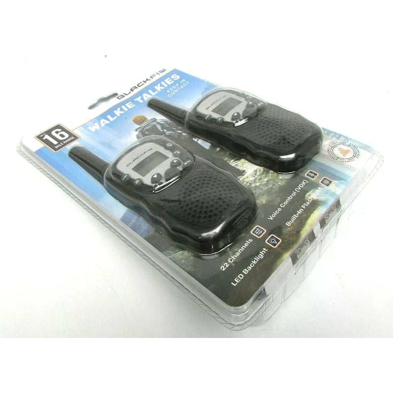 Blackfin Walkie Talkies NEW 16 Mile Range 22 Channel w/ Flashlight