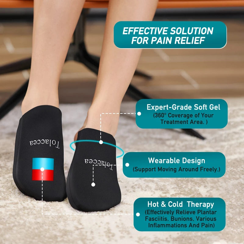 Foot Ice Pack for Toes,Reusable Gel Ice Pack for Hot and Cold Therapies,Flexible Cold Pack for Foot Tendonitis, Plantar Fasciitis, Swelling, Sprained, Post-Surgery Recovery 1 Pair