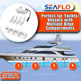 SEAFLO Dry Bilge 4-Zone Splitter System (12V) - 4 Year Warranty, Four Way Inlet Water Solenoid Valve, Marine Yacht Bilge Management