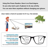 One Power Adjustable Auto Focus Reading Glasses +0.5 to +2.5  Unisex Presbyopia Readers
