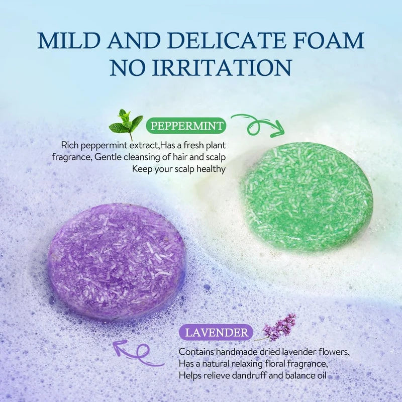 LIYALAN Shampoo Bar for Hair Solid Soap(2 Pack) Lavender and Peppermint Shampoo Bar,Deep Cleansing Hair Shampoo for Fine & Oily Hair