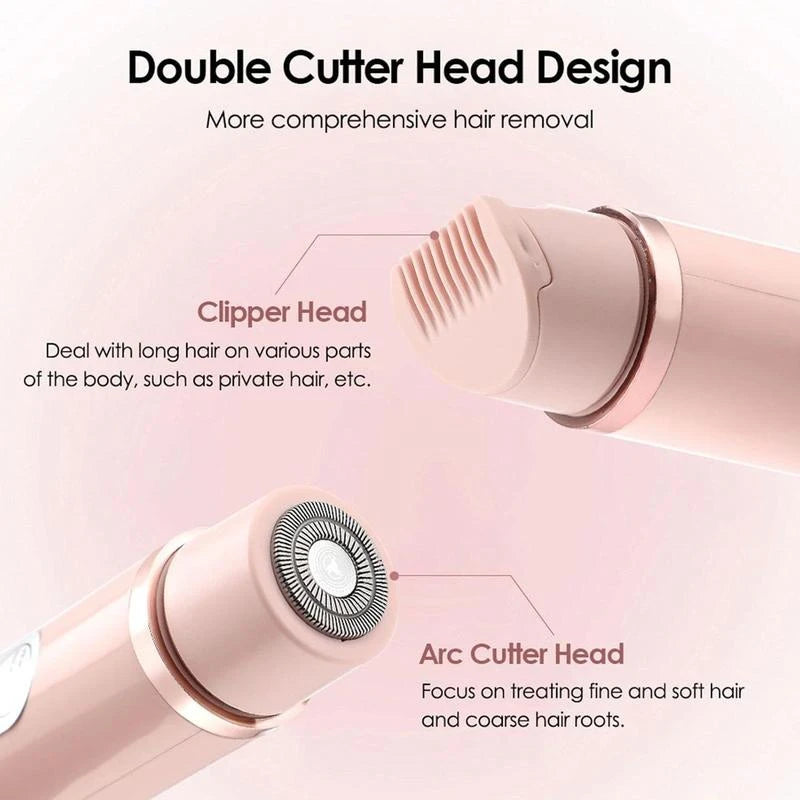 2 in 1 Rechargeable Electric Hair Shaver, 1 Count Double Cutter Head Design Hair Remover, Wet & Dry Use Body Hair Trimmer for Home & Travel - Color: Pink, Specification: 1 count