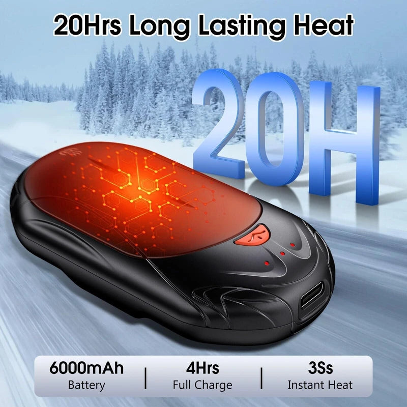 OUTJUT Rechargeable hand warmer, portable hand warmer,2-piece set, with 6000mAh battery