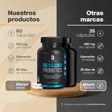 60 Billones de Probióticos 3 diferentes Cepas 60 Cápsulas Veganas. Ingredientes naturales. 60 Billion Probiotics B Life.