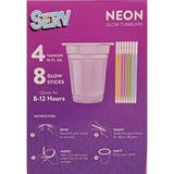 Serv 16 Oz 4 Colors Serv Neon Glow Tumblers For Cold Drinks Glow Sticks NEW 4 PacK