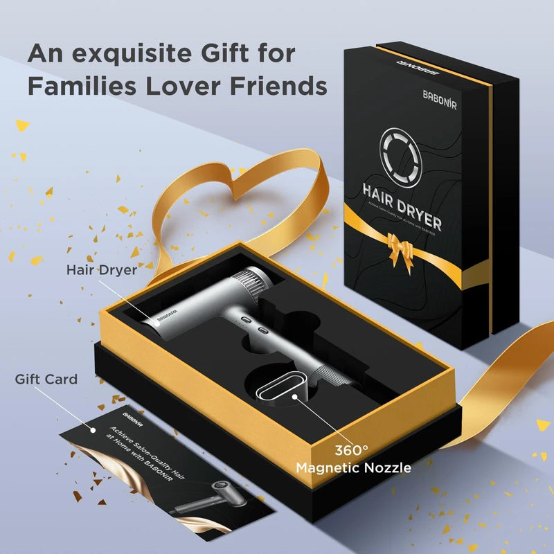 Hair Dryer, Lightweight Ionic Blow Dryer, High Speed Hair Dryers with 11,0000 RPM Brushless Motor for Fast Drying, 360° Rotating Magnetic Nozzle, Low Noise Hair Dryer for Home Travel Professional