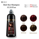 GKV 3 in 1 Hair Color Shampoo - Various Colors to Choose from, Herbal Ingredients Natural Shampoo, Botanical Hair Care, Black Hair Dye - Color: Chestnut Brown