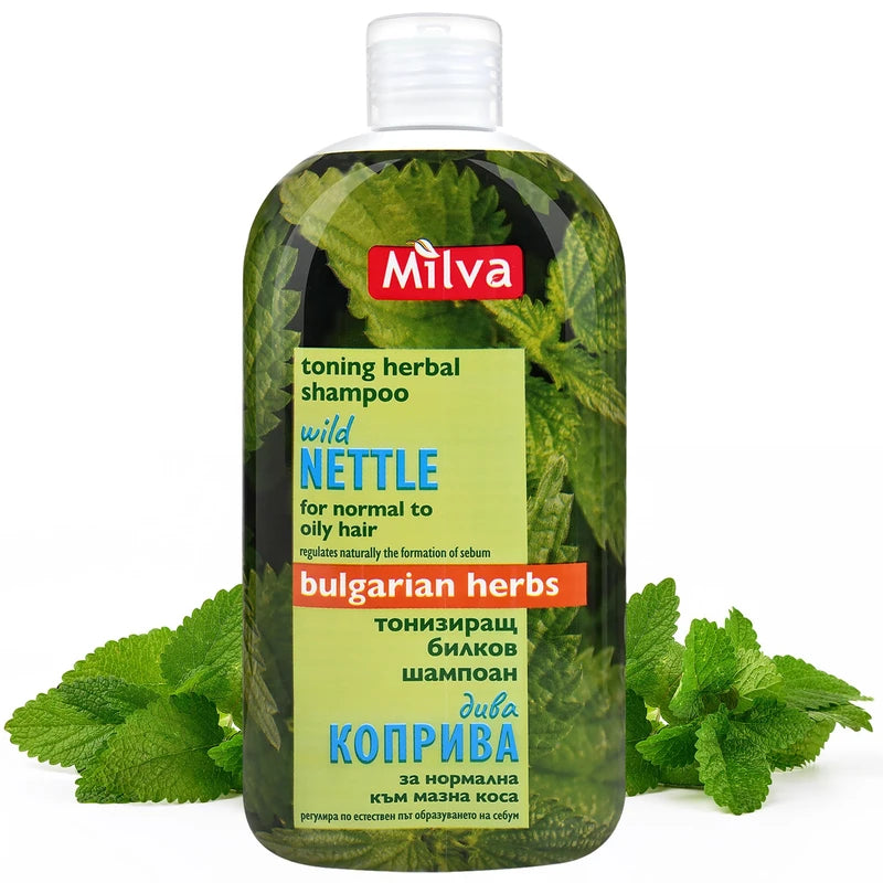 Milva Nettle Shampoo for Oily Hair - 500 ml Natural Hair Cleaning Shampoo - Oil Reducing Shampoo & Dandruff Control Shampoo - Oily Hair Medium - Volume Shampoo