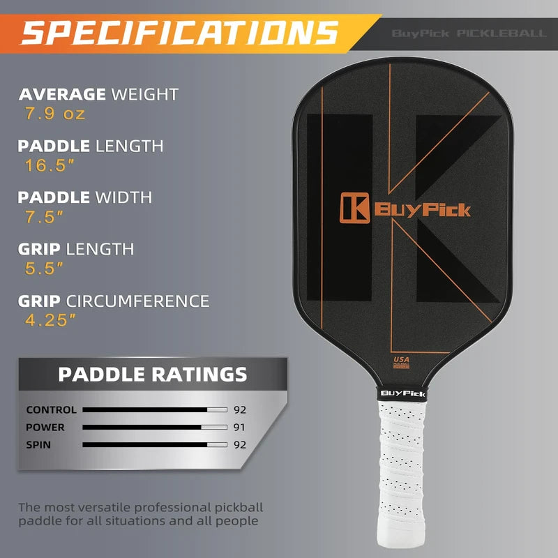 BuyPick Pickleball Paddle,USAPA Approved Light Pickleball Paddles with Reinforced Carbon Fiber Surface,16mm Thickened Pickleball Racket with Anti-Slip Sweat-Absorbing Grip& Racket Cover, Gift for Men