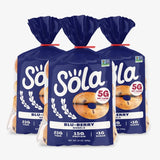SOLA Low Carb & Keto Friendly Bagels, Blu-berry - 5g Net Carbs & 15g of Protein, No Added Sugar, Plant based, Low Calorie Bagels - 12 oz (4 Bagels/Pack) (Pack of 3)